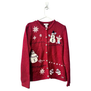 Vintage Northern Reflections‎ Cardigan Hand Embroidered large Christmas Sweater